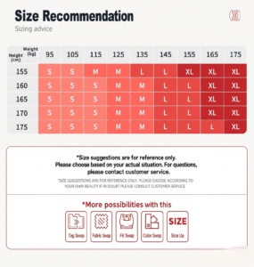 Woman's Yoga &Pilates Shorts size chart